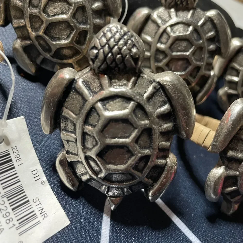 Design Imports Metal Sea Turtle Napkin Rings Set of 6 Coastal Beach‎ Table Decor